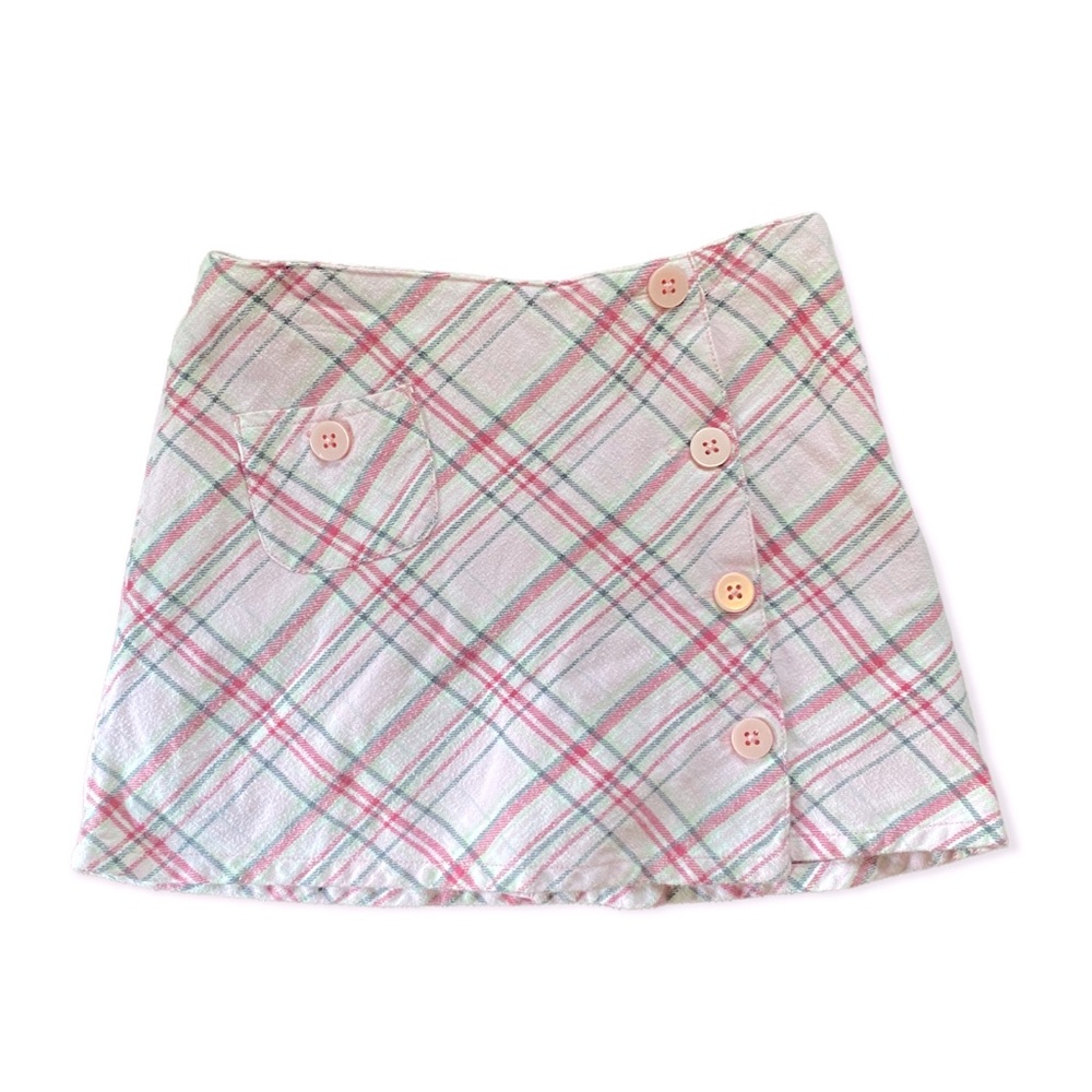 Gymboree Little Girls Cotton Pink Plaid Wrap Skirt / Skort size little girl 6